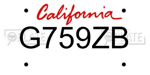 G759ZB California License Plate