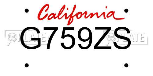G759ZS California License Plate