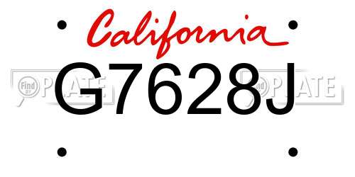 G7628J California License Plate