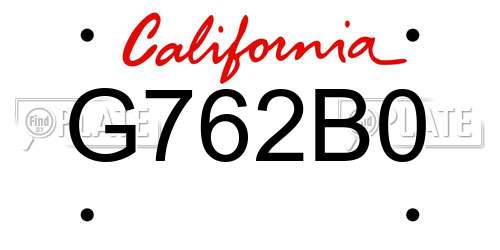 G762B0 California License Plate