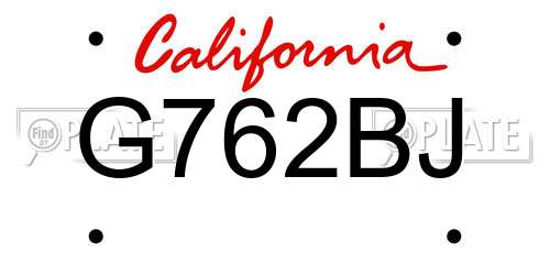 G762BJ California License Plate