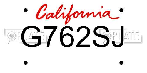G762SJ California License Plate