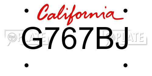 G767BJ California License Plate