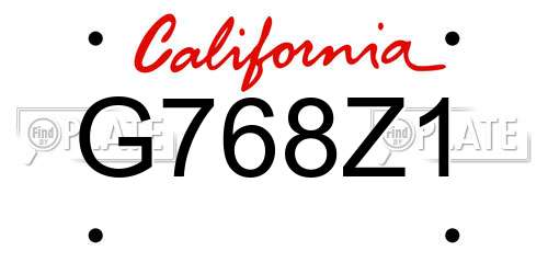 G768Z1 California License Plate