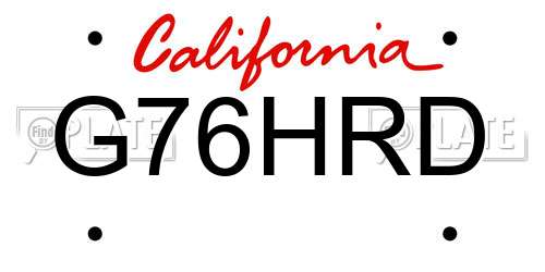 G76HRD California License Plate