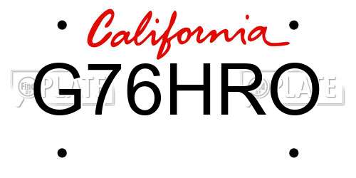 G76HRO California License Plate