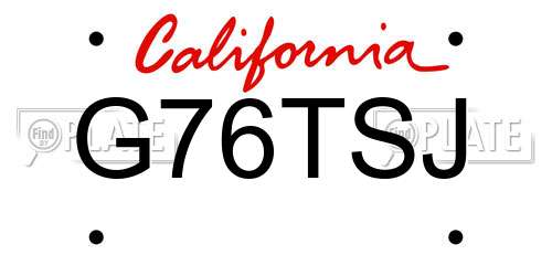G76TSJ California License Plate