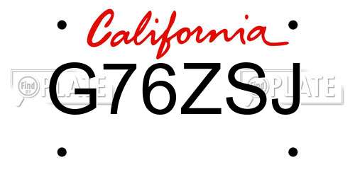 G76ZSJ California License Plate