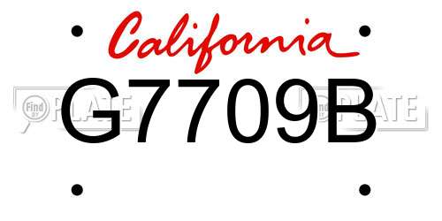 G7709B California License Plate