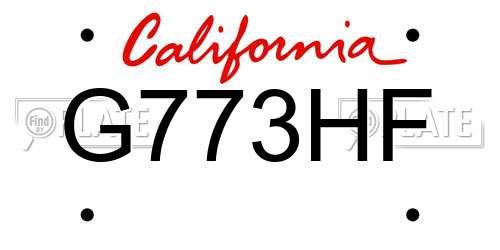 G773HF California License Plate