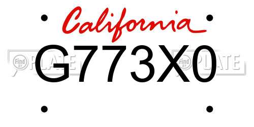 G773X0 California License Plate