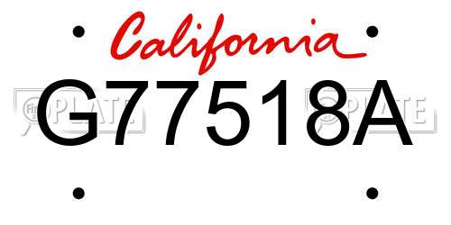 G77518A California License Plate