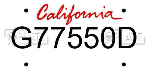 G77550D California License Plate