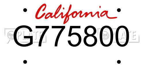 G775800 California License Plate