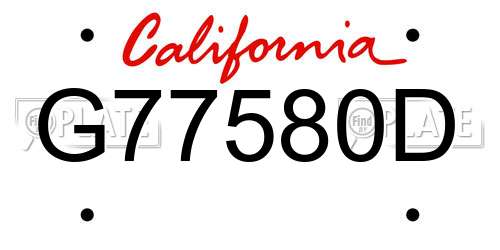 G77580D California License Plate