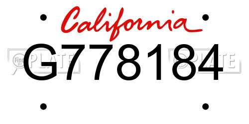 G778184 California License Plate