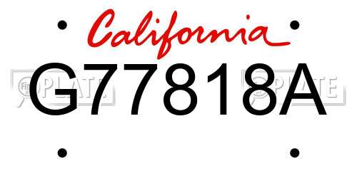 G77818A California License Plate