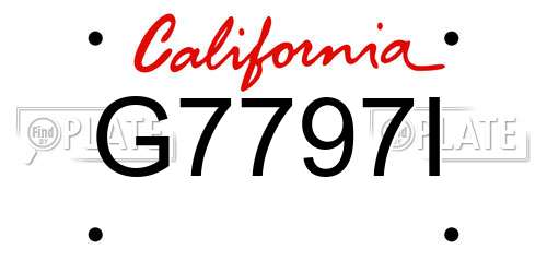 G7797I California License Plate