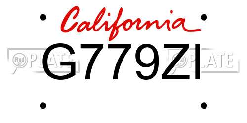 G779ZI California License Plate