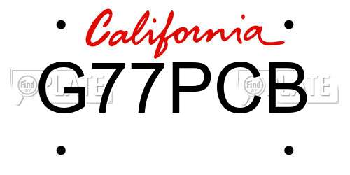 G77PCB California License Plate