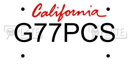 G77PCS California License Plate