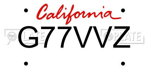 G77VVZ California License Plate
