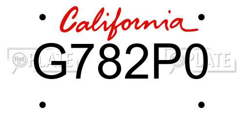G782P0 California License Plate