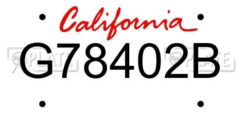 G78402B California License Plate