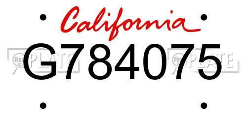 G784075 California License Plate