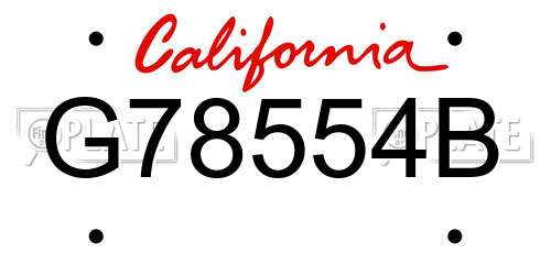 G78554B California License Plate