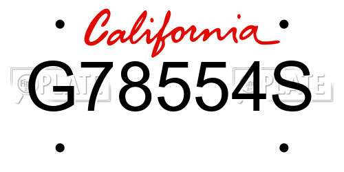 G78554S California License Plate