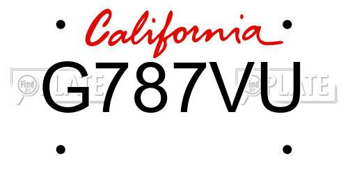 G787VU California License Plate