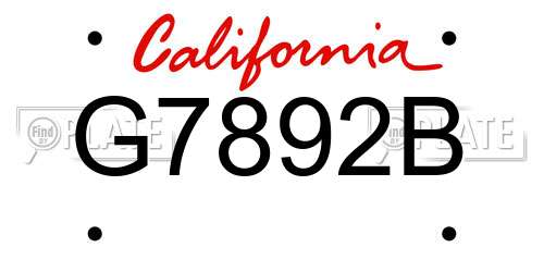 G7892B California License Plate