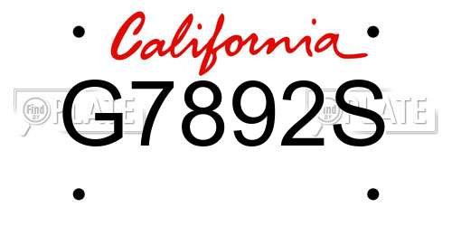 G7892S California License Plate
