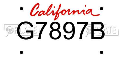 G7897B California License Plate