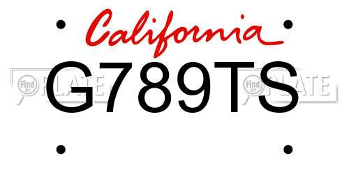 G789TS California License Plate