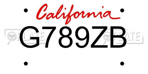 G789ZB California License Plate