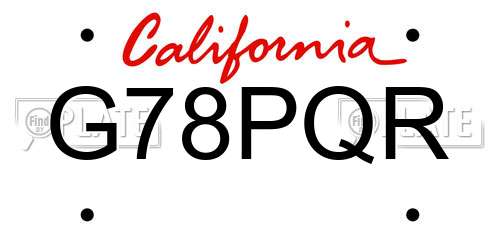 G78PQR California License Plate