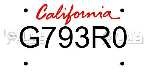 G793R0 California License Plate