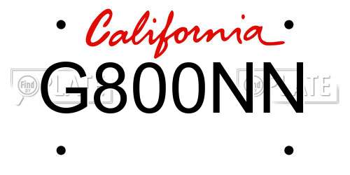 G800NN California License Plate