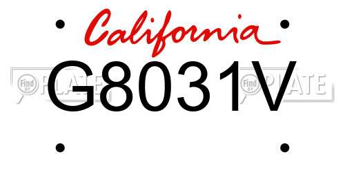 G8031V California License Plate