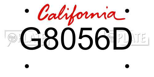 G8056D California License Plate