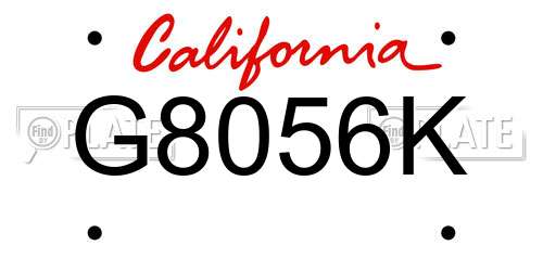 G8056K California License Plate