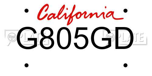 G805GD California License Plate