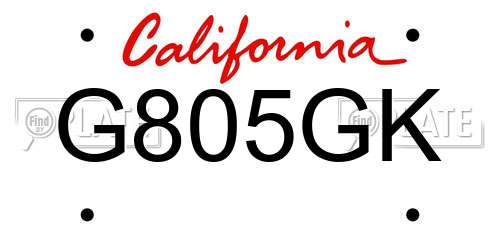 G805GK California License Plate