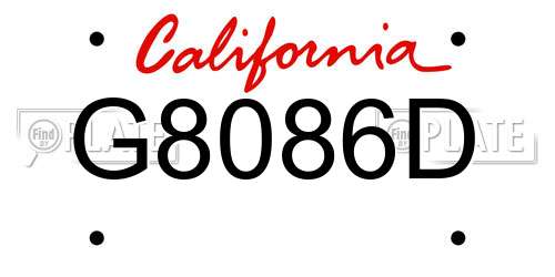 G8086D California License Plate