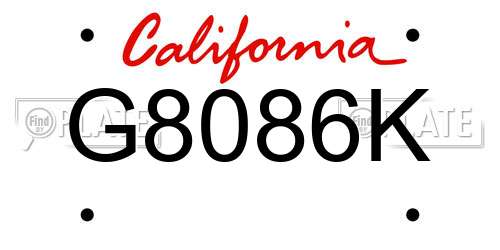 G8086K California License Plate