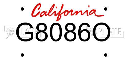 G8086O California License Plate