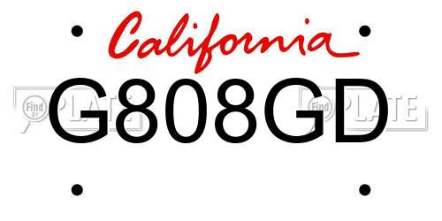 G808GD California License Plate