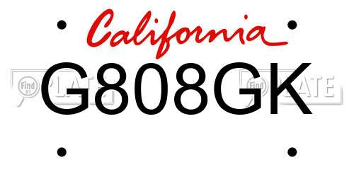G808GK California License Plate